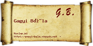 Gagyi Béla névjegykártya